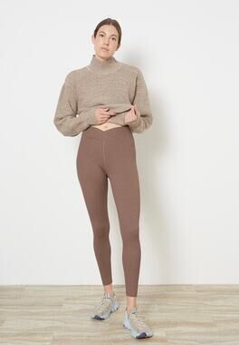 Year Of Ours Studio Ribbed Veronica Crossover Leggings Coco Light Brown Medium